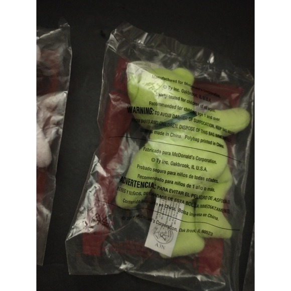 2004 Mcdonalds Ty Teenie Beanie Babies Grimace, Shake and Fry Sealed - Picture 5 of 7
